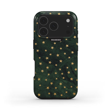 Dirty December Case for iPhone 17 Pro Max — green and gold stars design | Maseso